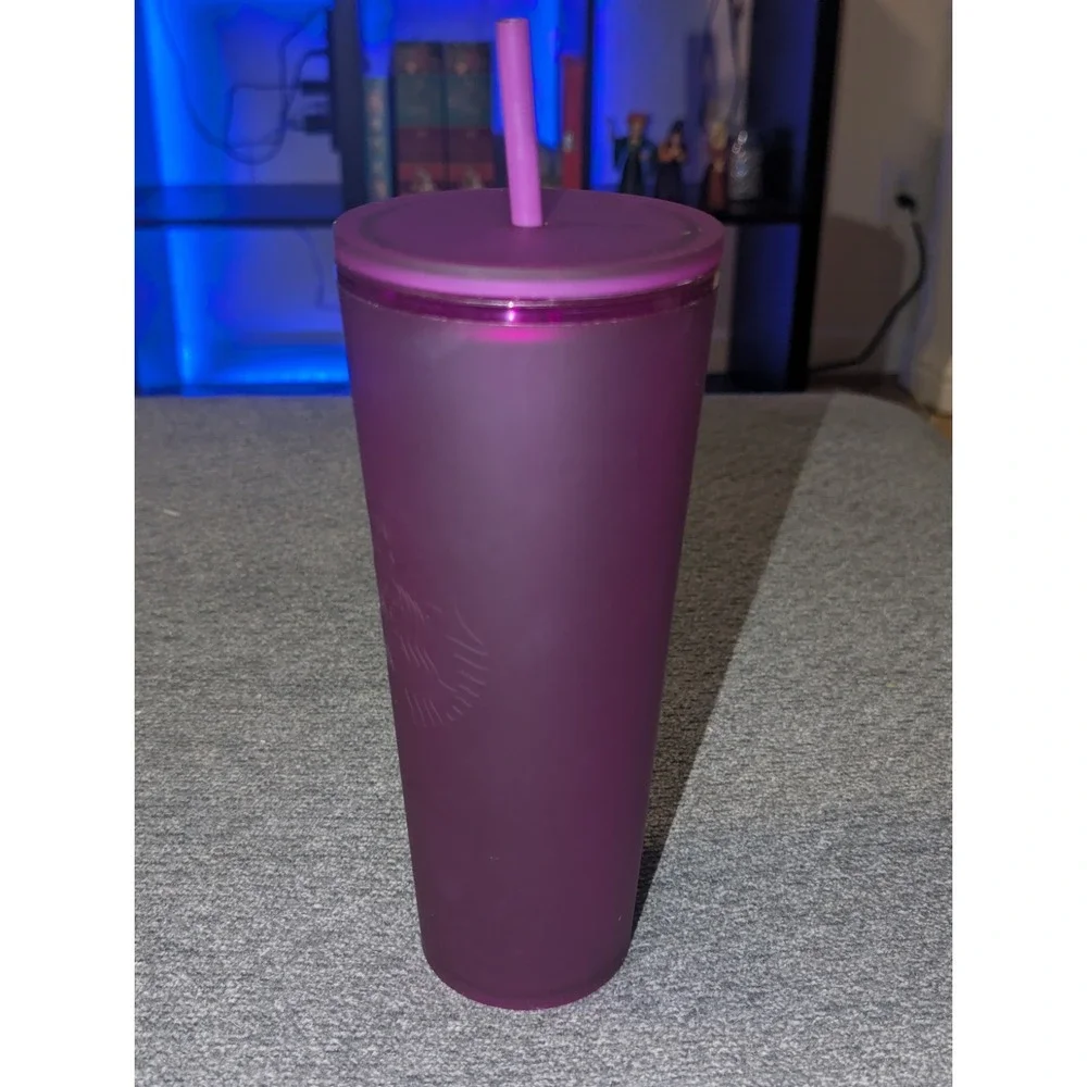 Starbucks August 2021 Matte Purple Soft Touch Tumbler Cold Cup Venti 24oz